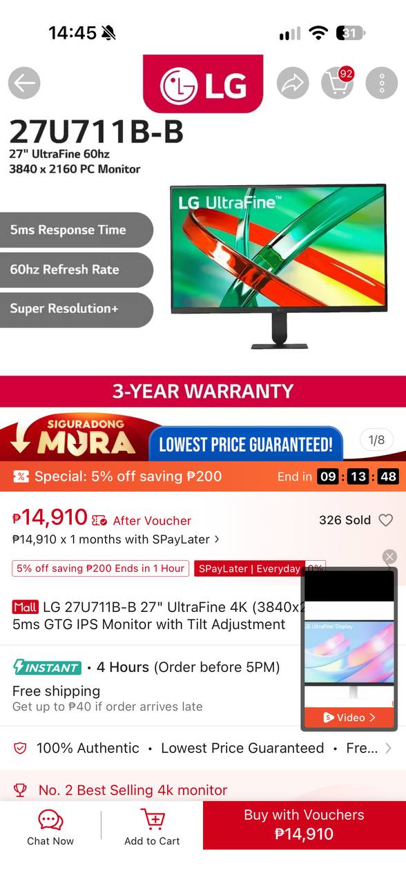 出LG 4K显示器 27寸 60HZ 仅使用…-manila58.com