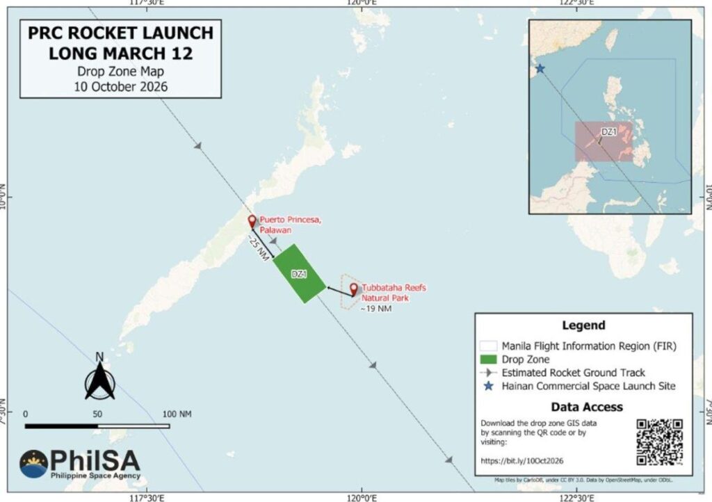 中国长征12号火箭残骸疑落菲律宾巴拉望海域-manila58.com