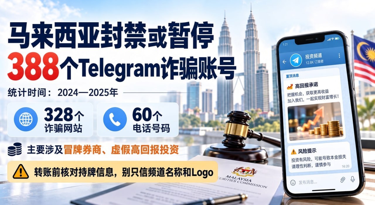 马来西亚封禁或暂停388个Telegram诈骗账号-manila58.com