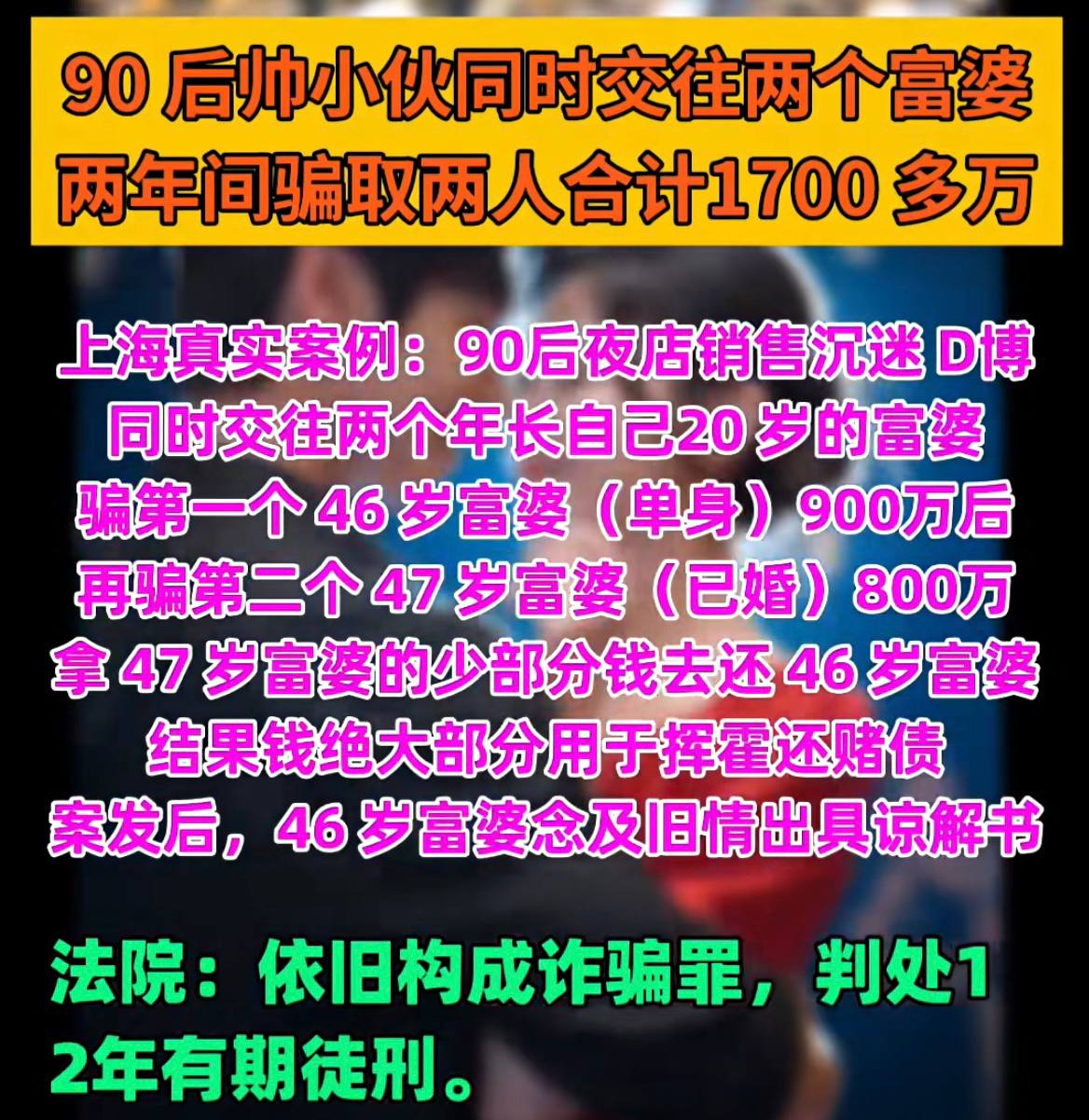 上海男子同时交往2个富婆骗取1700万(我也想交2个富婆)-manila58.com